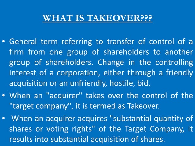 Takeover of Companies | PPTX | Mergers and Acquisitions | Business ...