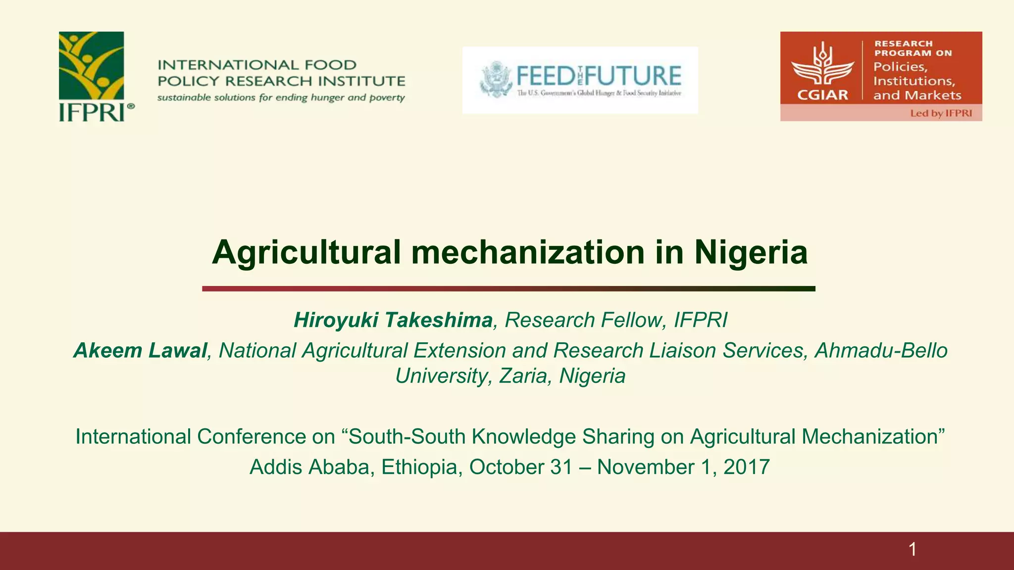 Agricultural mechanization in Nigeria PPT