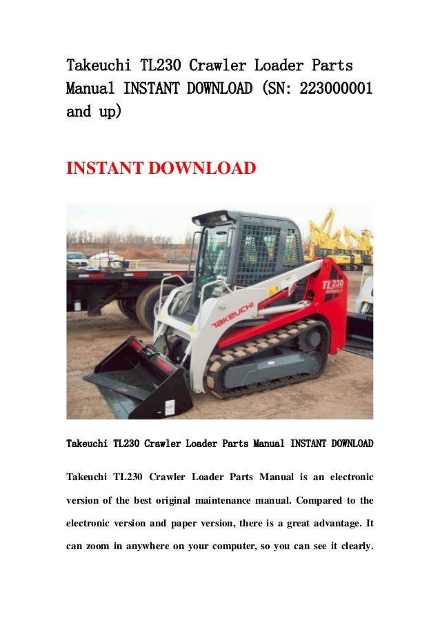 takeuchi tl230 service manual Takeuchi tl230 series2 track loader service repair wor.