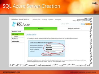 Windows Azure AppFabricService BusAccess Control ServiceManagementComputeStorageManagementManagementRelational dataConnectivityAccess control