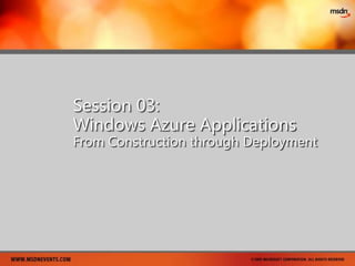 AgendaWindows Azure Platform Data Storage OptionsGetting Started with SQL Azure Data StorageGetting Started with Windows Azure Data Storage BlobsTablesQueuesDrivesInspecting the contents of Windows Azure Data Storage