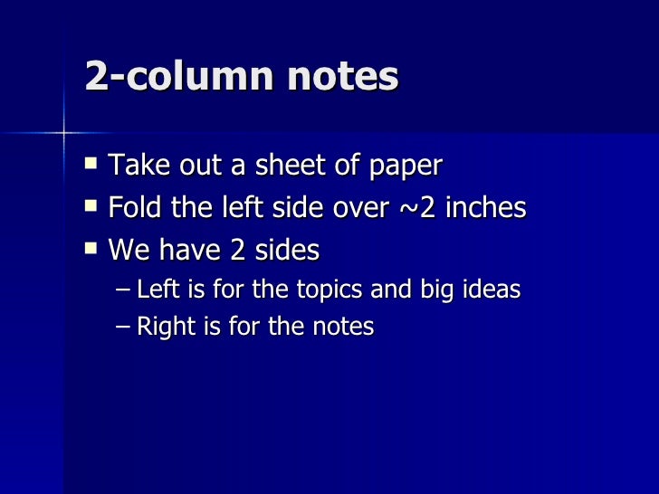 Taking 2 column notes