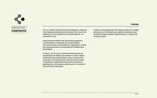 CONTEXTO
BUSINESS INTELLIGENCE
PLANEJAMENTO DE
BUSINESS
INTELLIGENCE
 