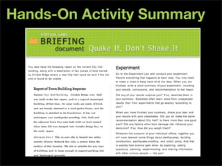 Hands-On Activity Summary
 