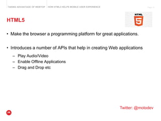 developing Android and HTML5 apps for the Motorola ATRIX - Taking advantage  of webtop