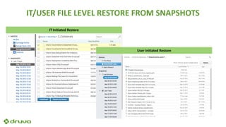 IT/USER FILE LEVEL RESTORE FROM SNAPSHOTS
IT Initiated Restore
User Initiated Restore
 