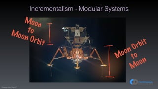 (C)opyright Dave Farley 2017
Incrementalism - Modular Systems
Moon Orbit
to
Moon
Moon
toMoon Orbit
 