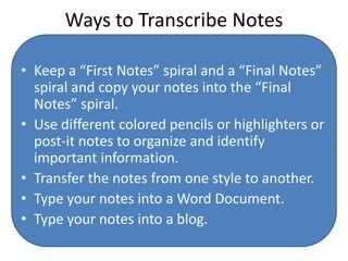 The box on the left is for you to fill in as you review.  Draw diagrams or work sample math problems.
