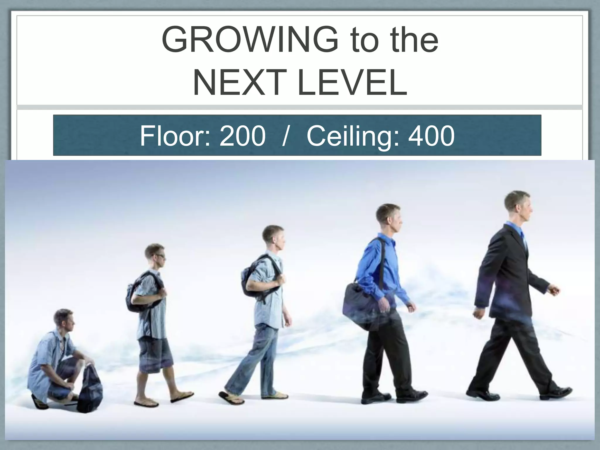GROWING to the NEXT LEVELFloor: 200  /  Ceiling: 400