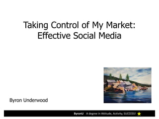 Taking Control of My Market:
        Effective Social Media




Byron Underwood

                  ByronU A degree in Attitude, Activity, SUCCESS!
 