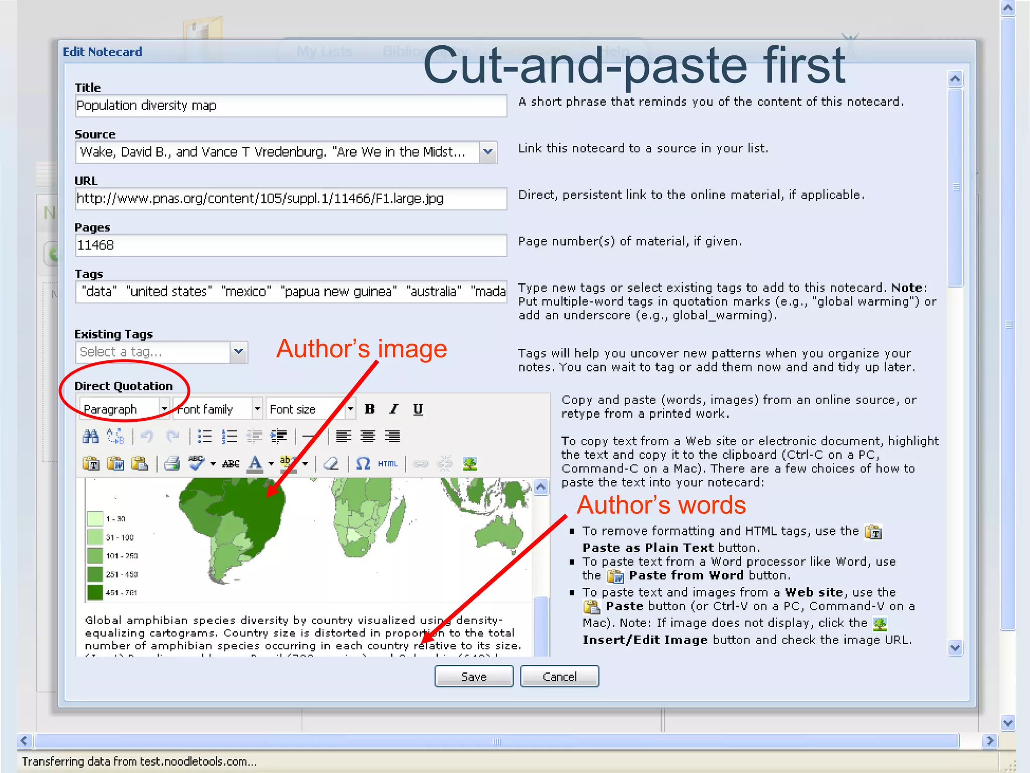 Cut-and-paste first Author’s image Author’s words 
