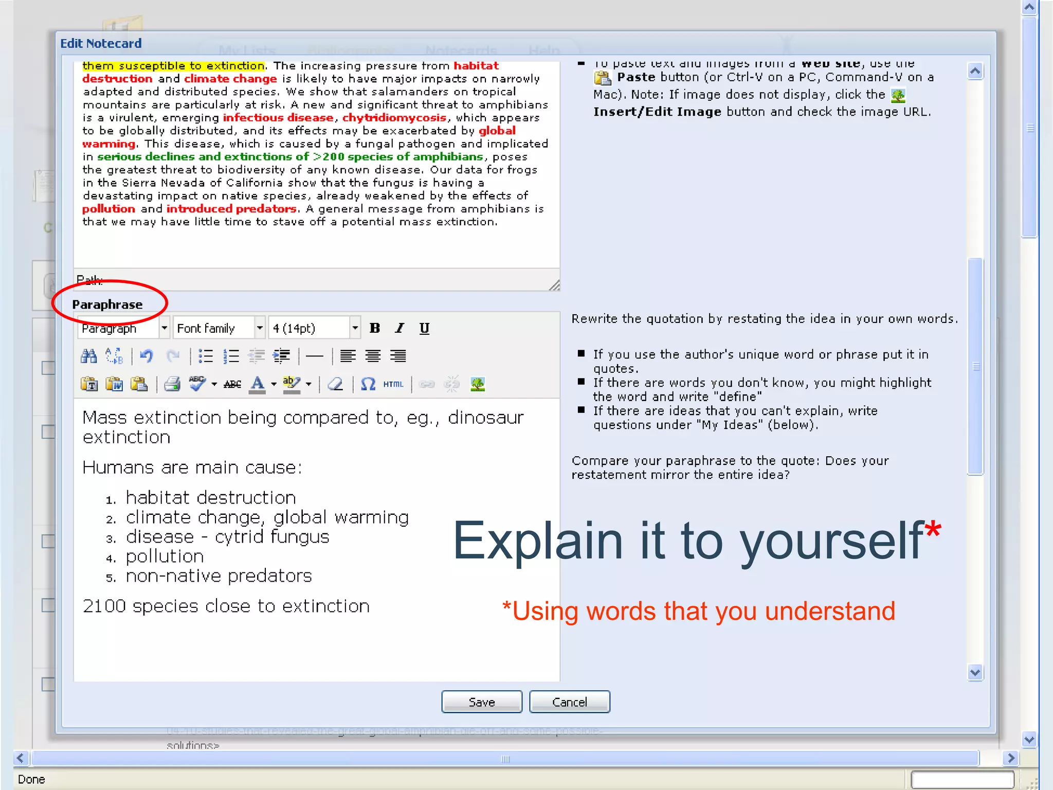 Explain it to yourself * *Using words that you understand 