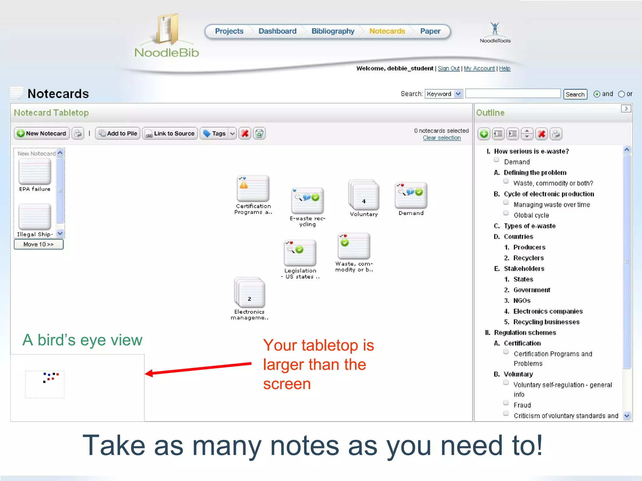 Take as many notes as you need to! Your tabletop is larger than the screen A bird’s eye view 