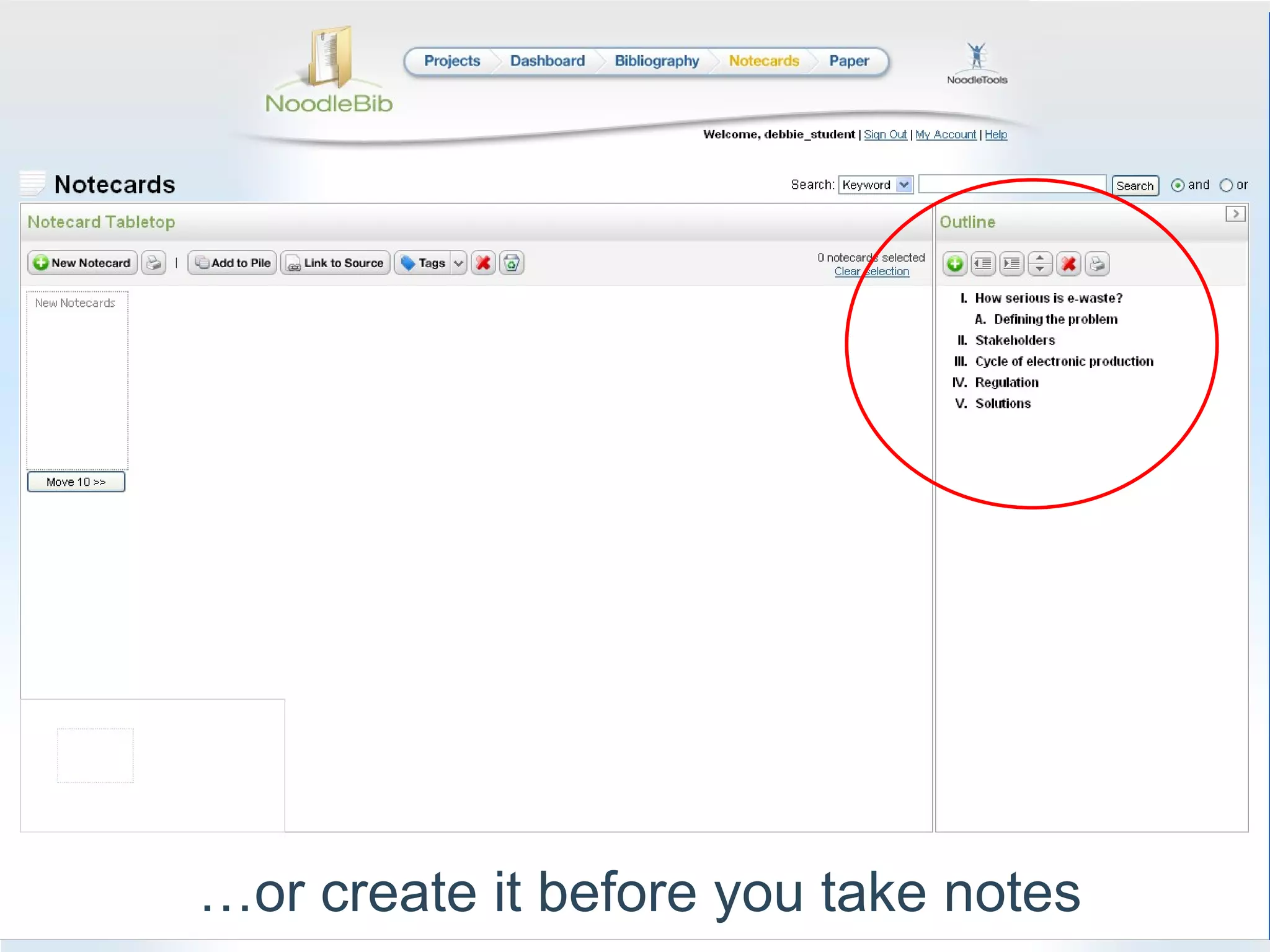… or create it before you take notes 