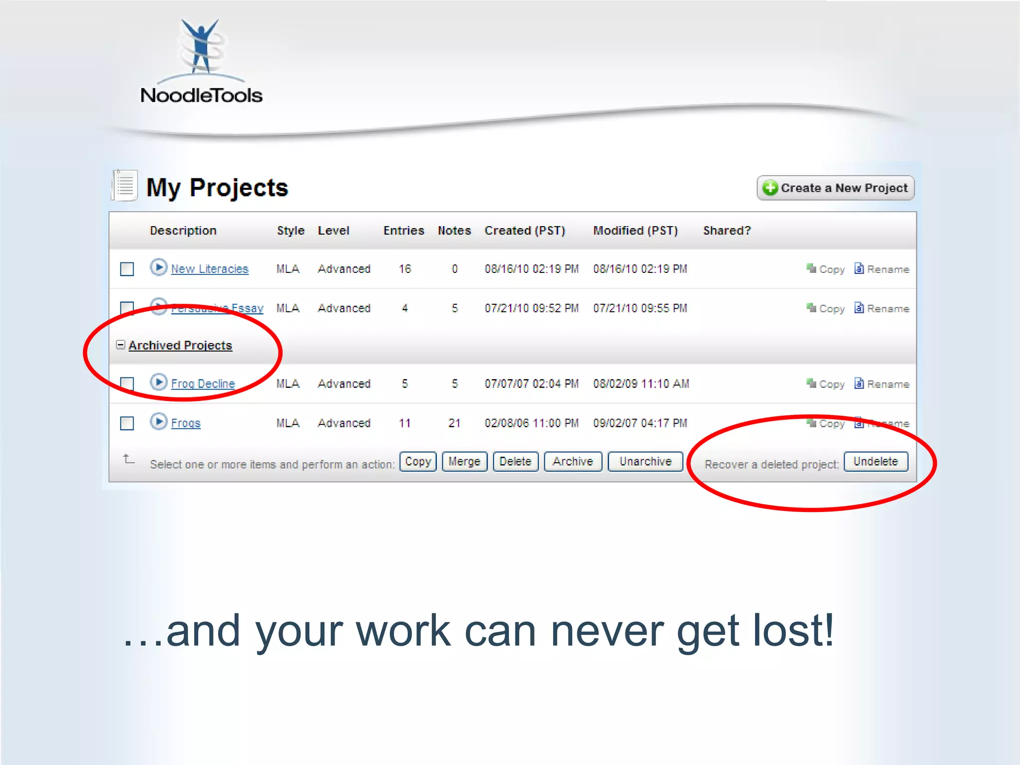 … and your work can never get lost! 