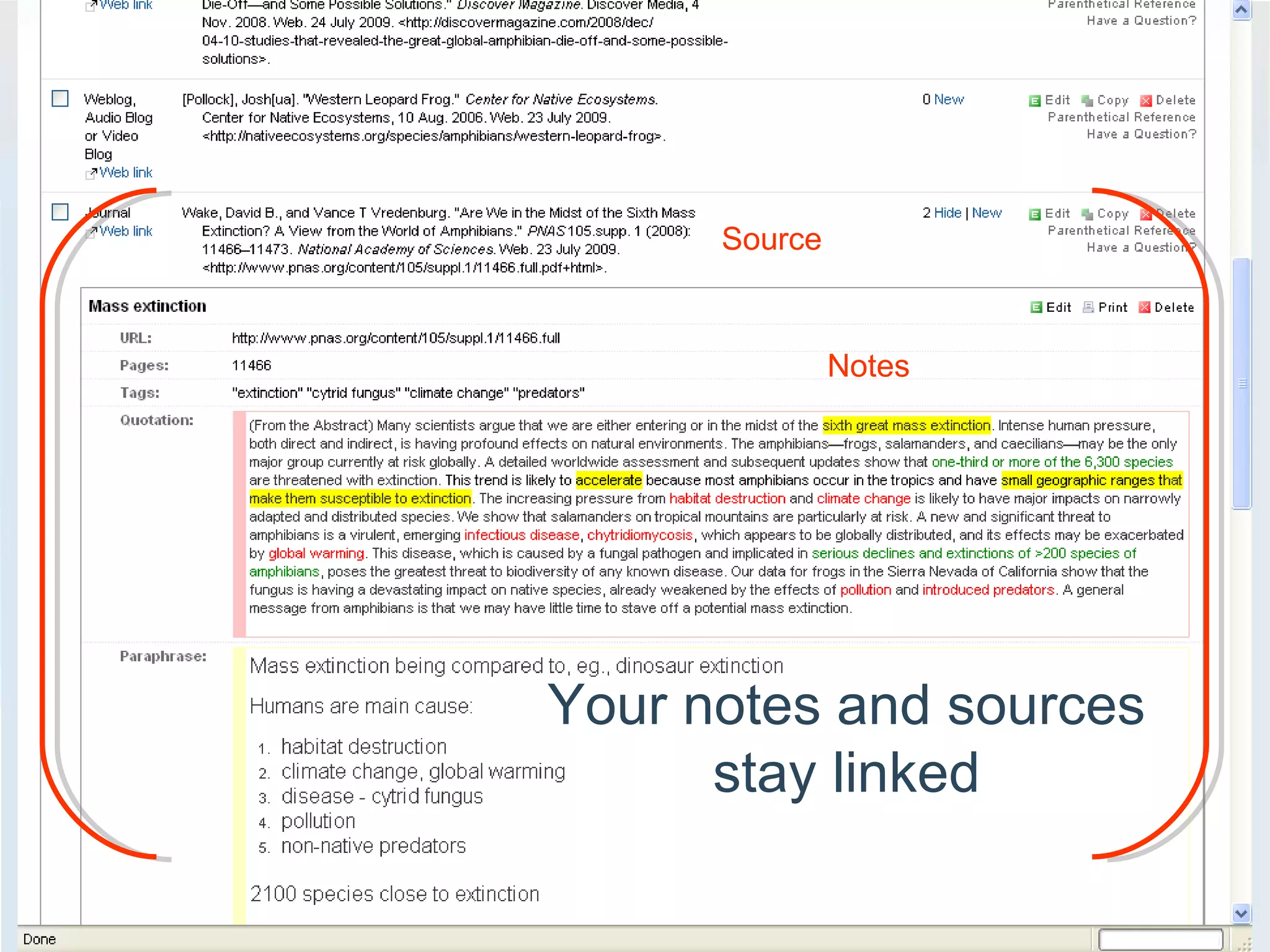 Source Notes Your notes and sources stay linked 