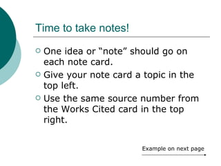 Taking Notes With Note Cards | PPT