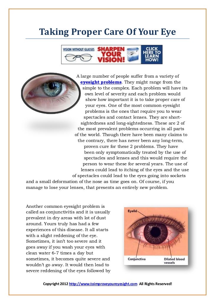 Taking proper care of your eye