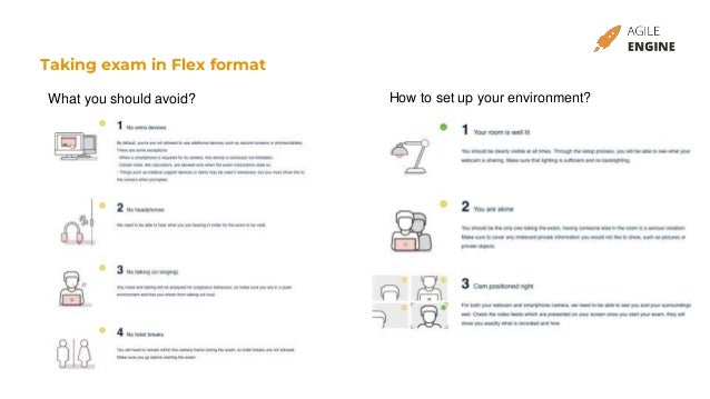 Taking exam in Flex format
What you should avoid? How to set up your environment?
 