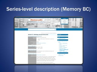 Series-level description (Memory BC) 