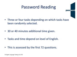 Taking the password test with reading and writing | PPTX