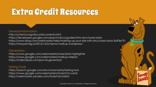 ExtraCreditResources
Copyright Web Savvy Marketing, All Rights Reserved
General Information
http://schema.org/docs/documen...