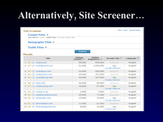 Alternatively, Site Screener… 