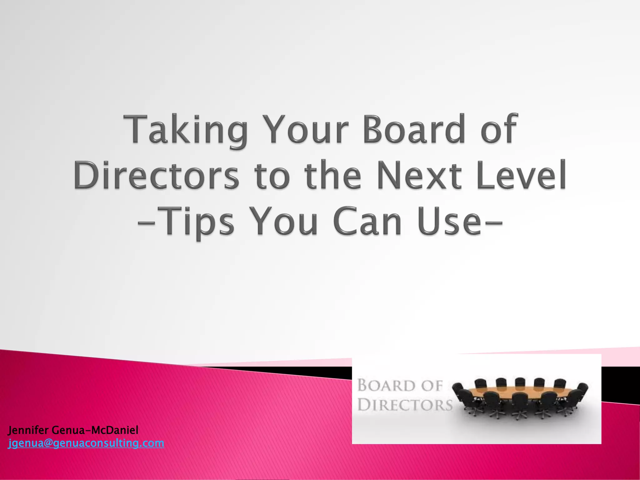 Taking your board of directors to the next level | PPT