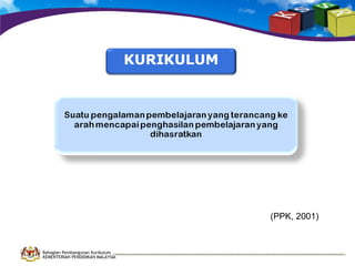 (PPK, 2001)

Bahagian Pembangunan Kurikulum
KEMENTERIAN PENDIDIKAN MALAYSIA

 