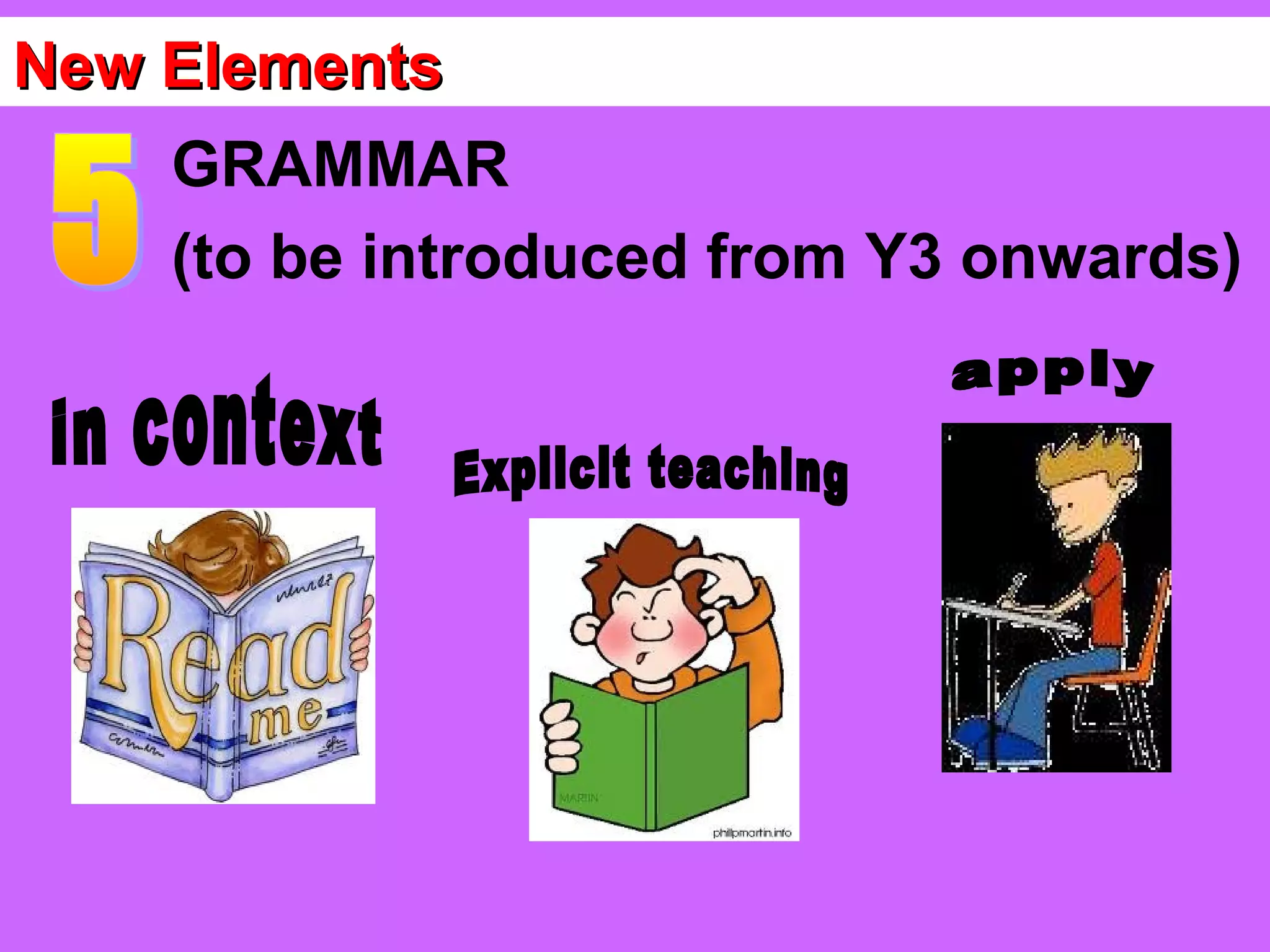 New Elements
    GRAMMAR
    (to be introduced from Y3 onwards)
 