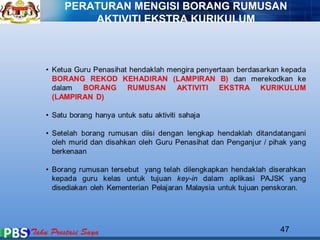 PERATURAN MENGISI BORANG RUMUSAN 
AKTIVITI EKSTRA KURIKULUM 
47 
 