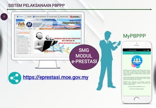 7
SISTEM PELAKSANAAN PBPPP
SMG
MODUL
e-PRESTASI
https://eprestasi.moe.gov.my
MyPBPPP
 