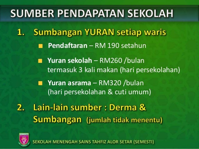 Yuran sekolah tahfiz