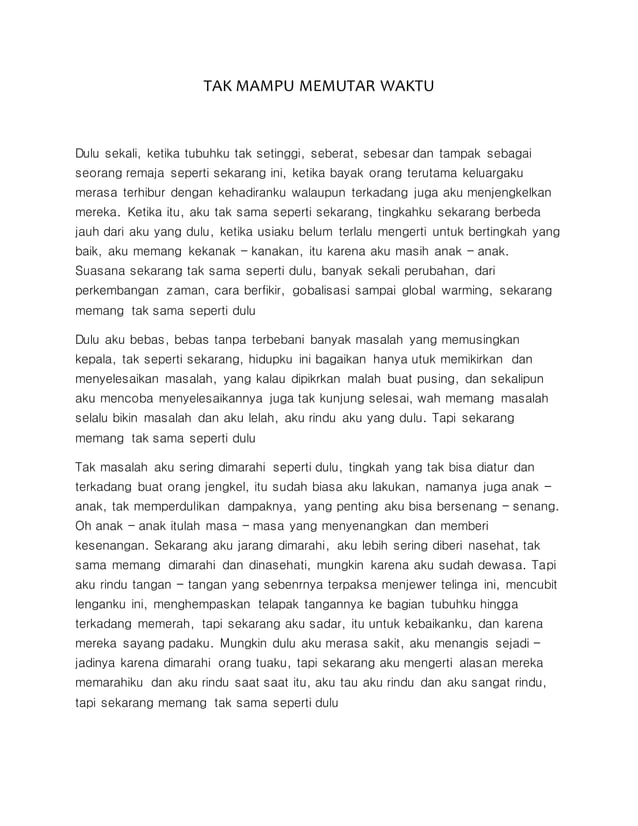 Cerpen Tak mampu memutar waktu