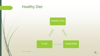 Healthy Diet
Healthy Diet
VegetablesFruits
Fruits and Vegetables
 