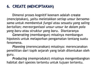 Metode Create TAKSONOMI PENGETAHUAN dalam pembuatan soal penilaian .ppt