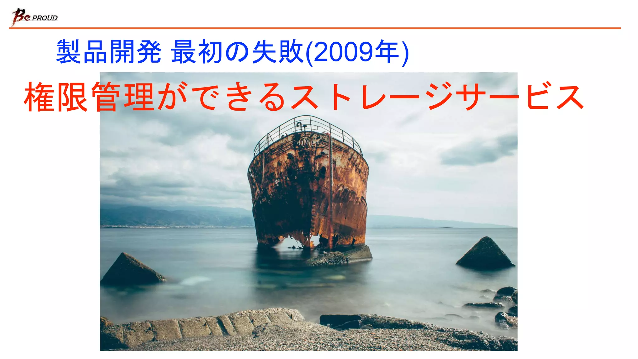 製品開発 最初の失敗(2009年)
権限管理ができるストレージサービス
 