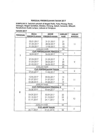 Takwim PERSEKOLAHAN 2017