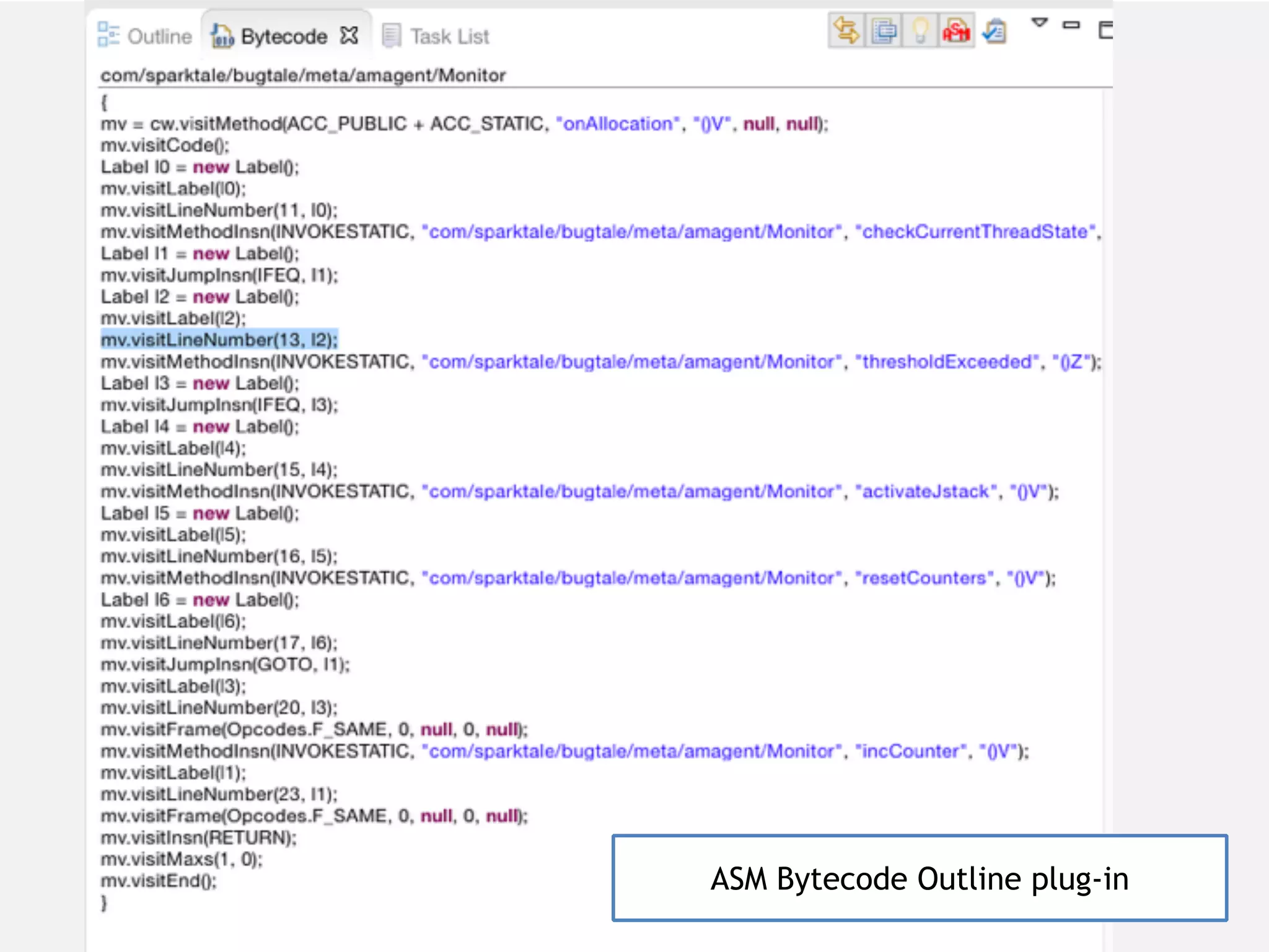 ASMifying ASM Bytecode Outline plug-in 