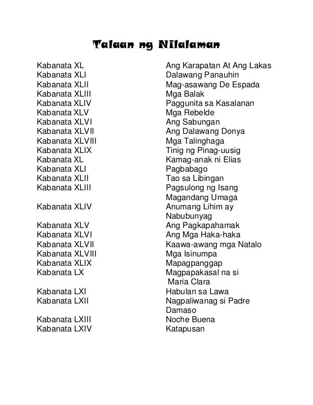 Halimbawa Ng Indeks Ng Aklat Sa Filipino Talaan ng nilalaman