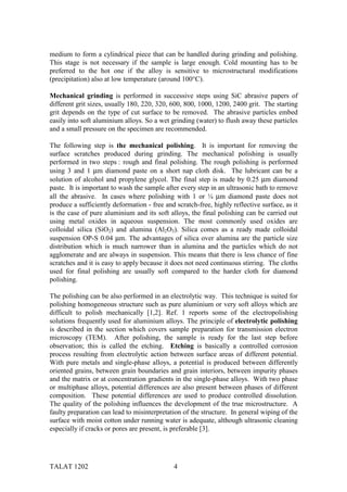TALAT Lecture 1202: Metallography of Aluminium Alloys | PDF