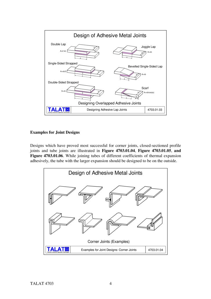 TALAT Lecture 4703 Design and Calculation of Adhesive Joints