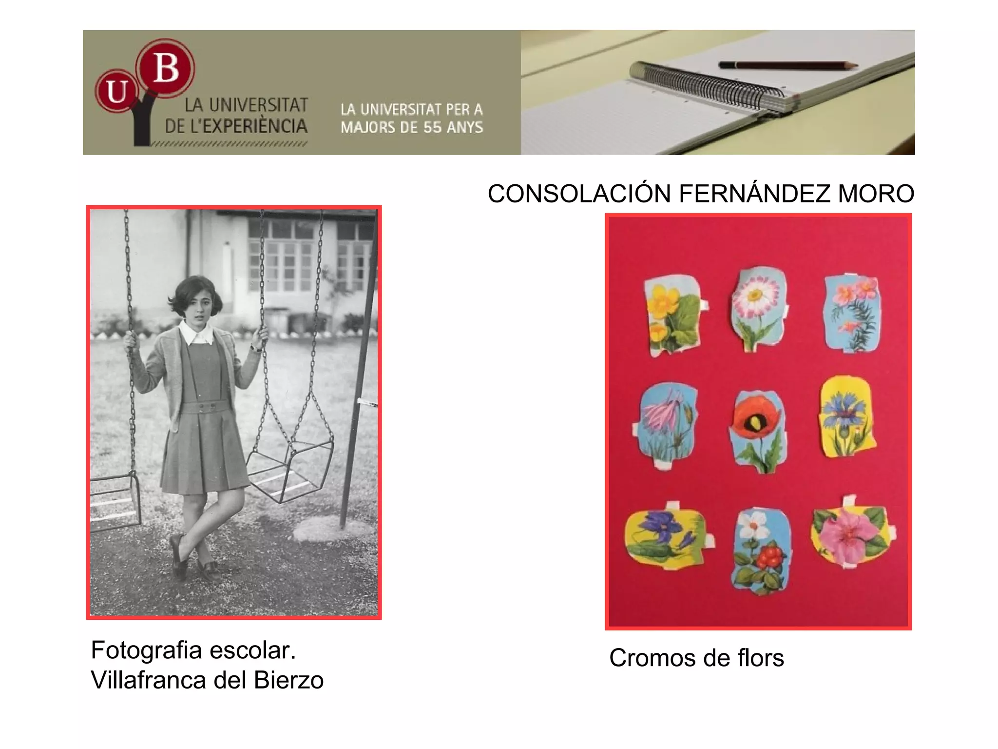 CONSOLACIÓN FERNÁNDEZ MOROCONSOLACIÓN FERNÁNDEZ MORO
Fotografia escolar. Cromos de florsFotografia escolar.
Villafranca del Bierzo
Cromos de flors
 