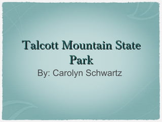 Talcott Mountain StateTalcott Mountain State
ParkPark
By: Carolyn Schwartz
 