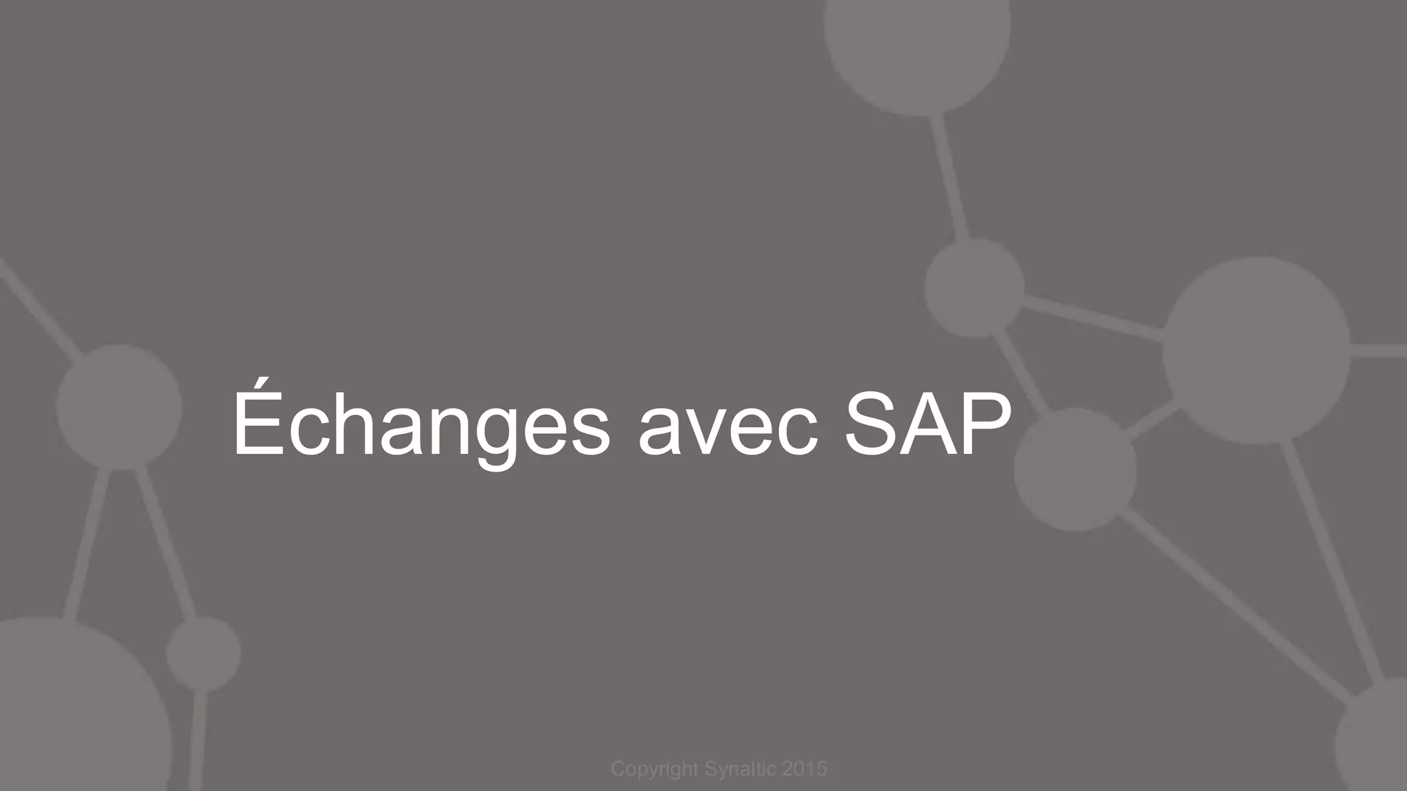 Copyright Synaltic 2015
Échanges avec SAP
 