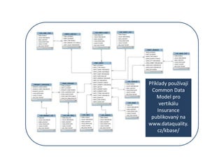 Příklady používají
Common Data
Model pro
vertikálu
Insurance
publikovaný na
www.dataquality.
cz/kbase/
 