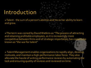 Talent  - final presentation