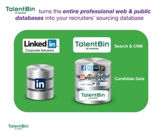 4
Candidate Data
Search & CRM
turns the entire professional web & public
databases into your recruiters’ sourcing database
 