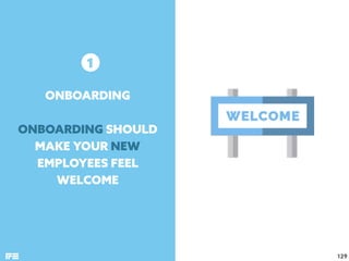 129
ONBOARDING 
 
ONBOARDING SHOULD
MAKE YOUR NEW
EMPLOYEES FEEL
WELCOME
1
 