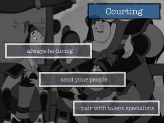 Courting
always-be-hiring
pair with talent specialists
send your people
 